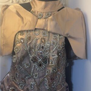 Embellished Gold Dress with Cape